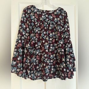 Ann Taylor LOFT Bell Sleeve Floral Blouse